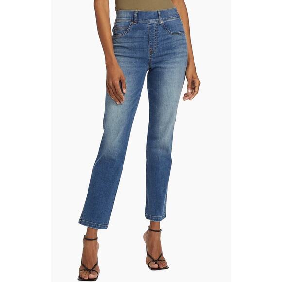 Spanx Straight-Leg Ankle Jeans Blue Medium Pull-On High Rise Casual 20356R - Picture 1 of 13